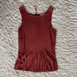 Ann Taylor Loft Peplum Sleeveless Rust Top - Small